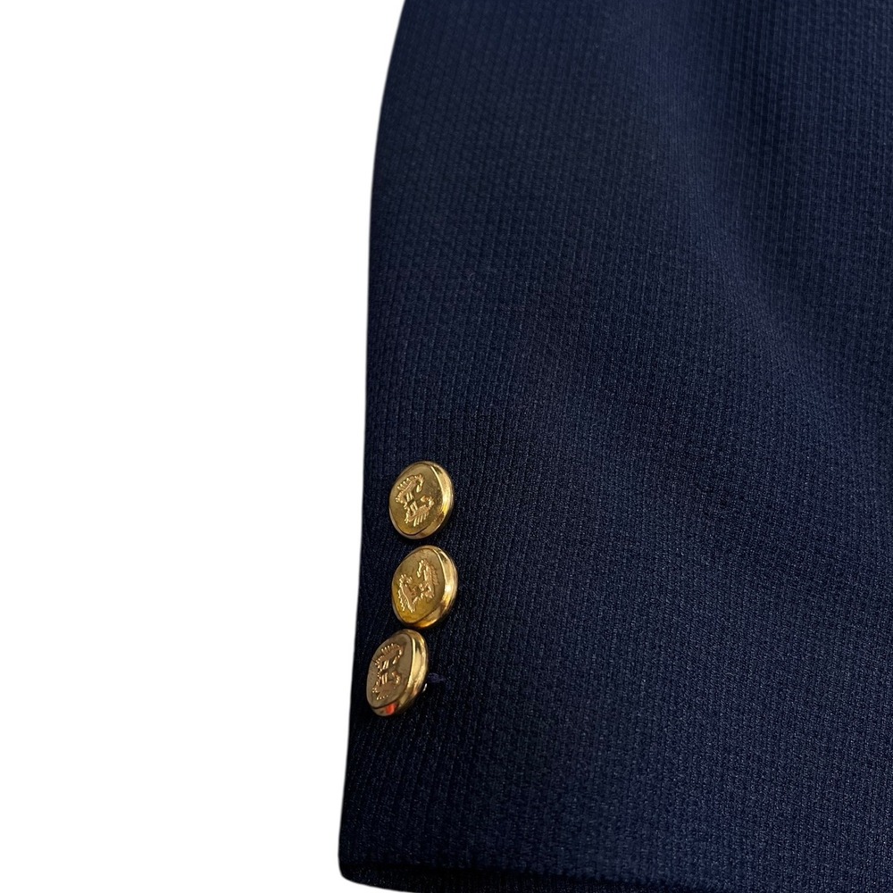 1960s McGregor Blazer Jacket Mens 42L Navy Blue Gold Buttons Paisley Lining USA - Picture 5 of 8